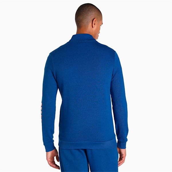 Textured Logo Knitted Men's Slim Fit Jacket, Blazing Blue, extralarge-IND