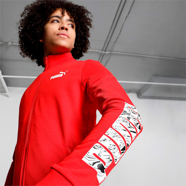 Men's Graphic Slim Fit Jacket, High Risk Red, extralarge-IND
