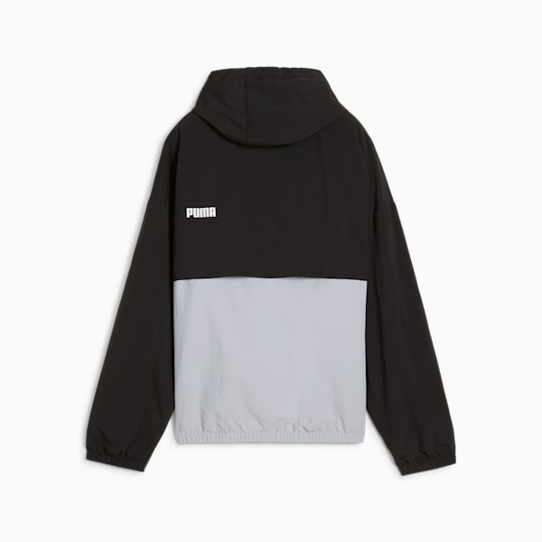 Women's Oversized Hooded Windbreaker, PUMA Black-Mineral Gray, extralarge