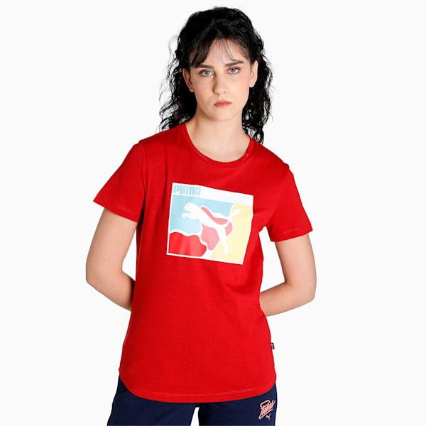 Camo Graphic Women's Regular Fit T-Shirt, Intense Red, extralarge-IND