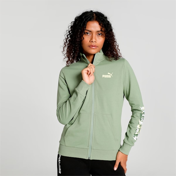 Flower Logo Knitted Women's Regular Fit Jacket, Dusty Green, extralarge-IND