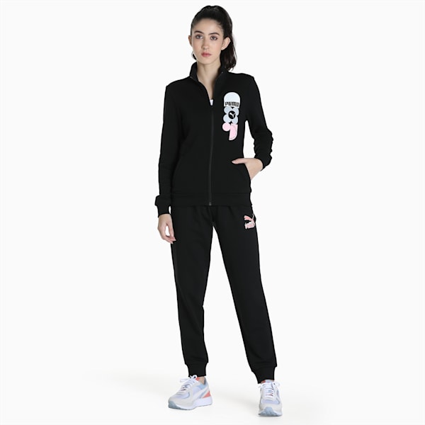 Pattern Logo Women's Knitted Regular Fit Jacket, Puma Black, extralarge-IND