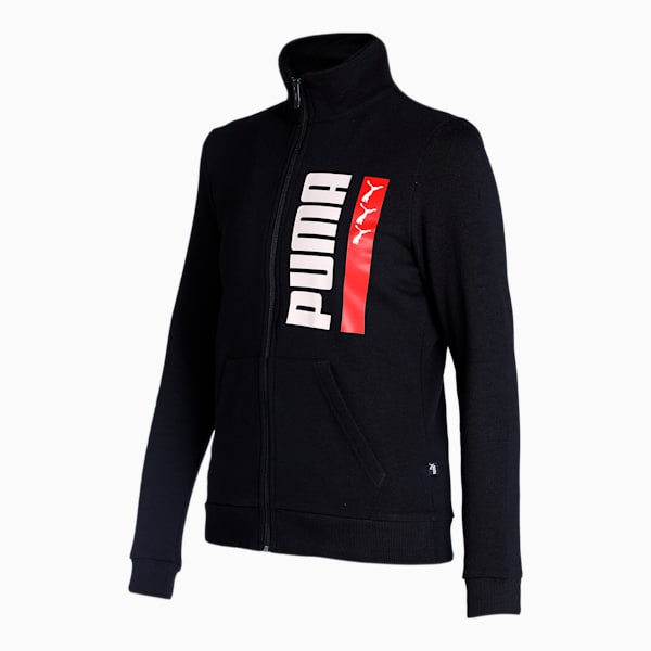 Women's Regular Fit Graphic Jacket, Puma Black, extralarge-IND