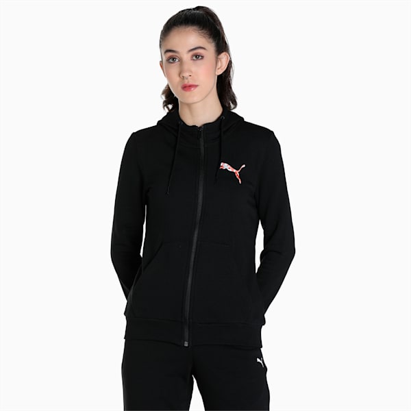 Cat Graphic Women's Regular Fit Hoodie, Puma Black, extralarge-IND