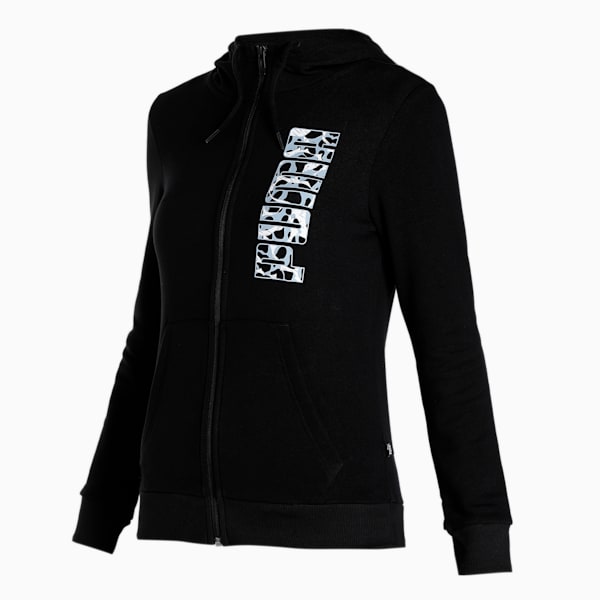 Camo Graphic Women's Regular Fit Hoodie, Puma Black, extralarge-IND