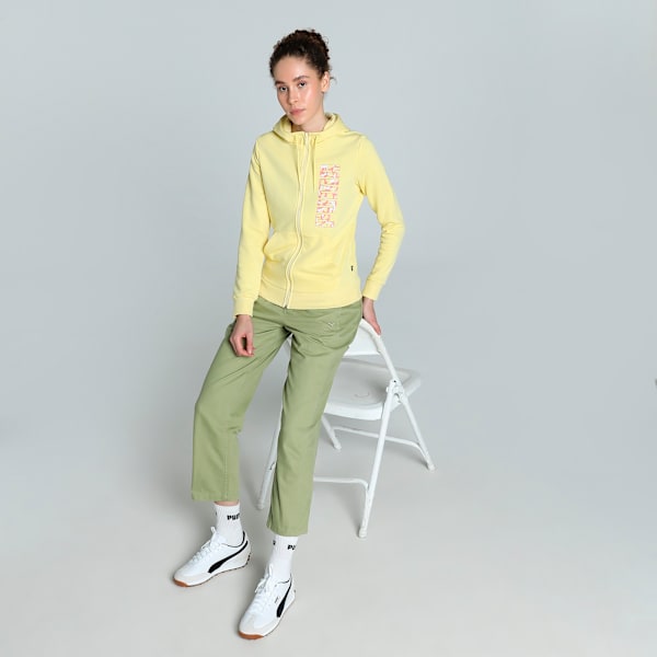 Camo Graphic Women's Regular Fit Hoodie, Pale Lemon, extralarge-IND