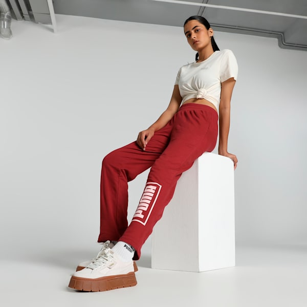 Futuristic Women's Regular Fit Graphic Pants, Intense Red, extralarge-IND