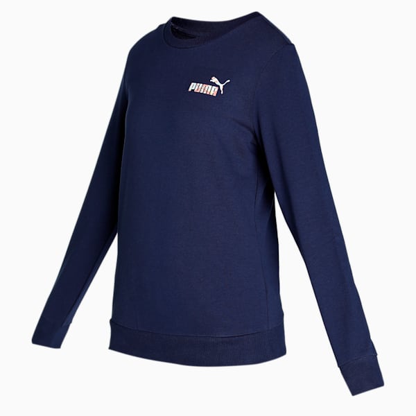 Floral Graphic Women's Crew-Neck Regular Fit Sweatshirt, Peacoat, extralarge-IND