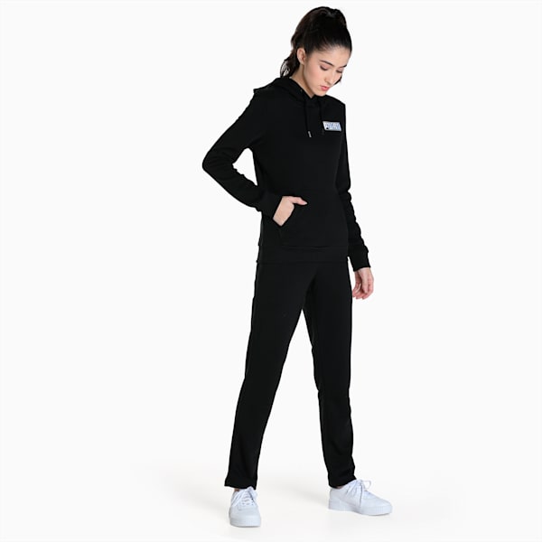 Floral Graphic Women's Regular Fit Hoodie, Puma Black, extralarge-IND