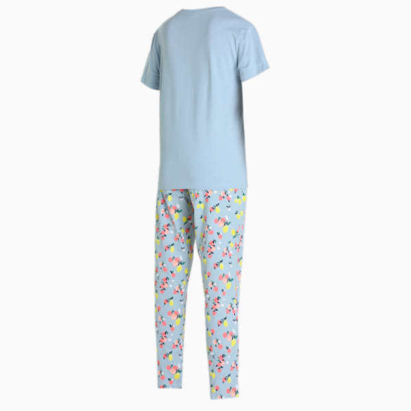 Women's Regular Fit T-Shirt & Pants Set, Blue Fog-Blue Fog, extralarge-IND