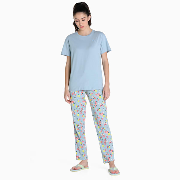Women's Regular Fit T-Shirt & Pants Set, Blue Fog-Blue Fog, extralarge-IND