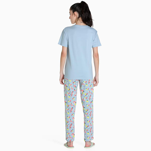 Women's Regular Fit T-Shirt & Pants Set, Blue Fog-Blue Fog, extralarge-IND