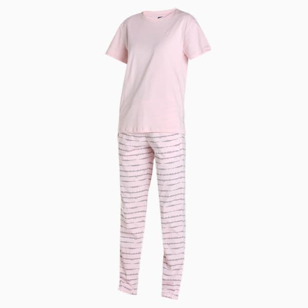 Women's T-Shirt & Pants Set, Chalk Pink-Chalk Pink, extralarge-IND