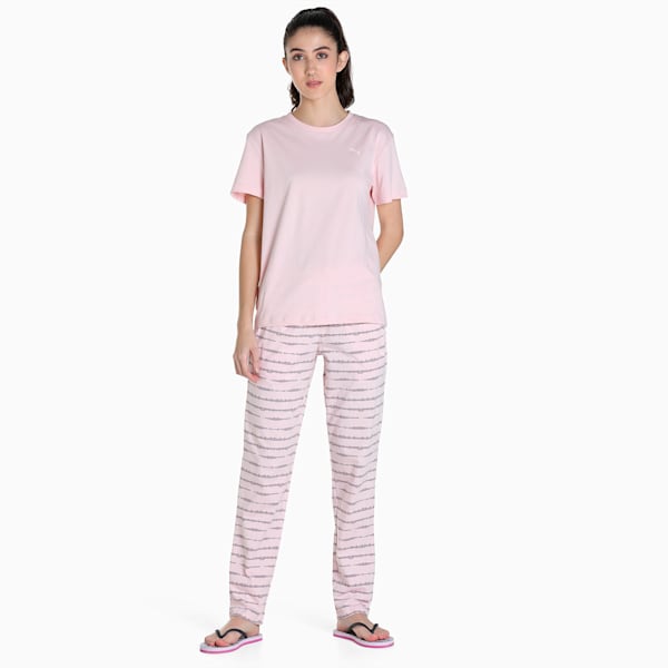Women's T-Shirt & Pants Set, Chalk Pink-Chalk Pink, extralarge-IND