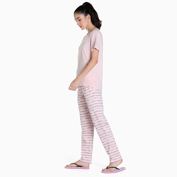 Women's T-Shirt & Pants Set, Chalk Pink-Chalk Pink, extralarge-IND
