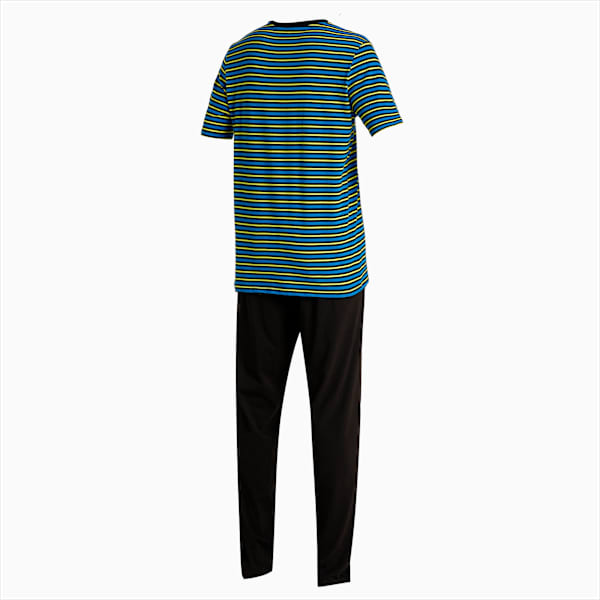 Men's Striped T-shirt Joggers Set, Victoria Blue-Puma Black, extralarge-IND