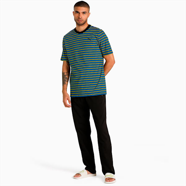 Men's Striped T-shirt Joggers Set, Victoria Blue-Puma Black, extralarge-IND