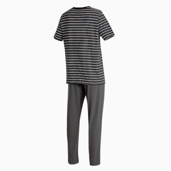 Men's Striped T-Shirt &amp; Joggers Set, Dark Gray Heather-Dark Gray Heather, extralarge-IND