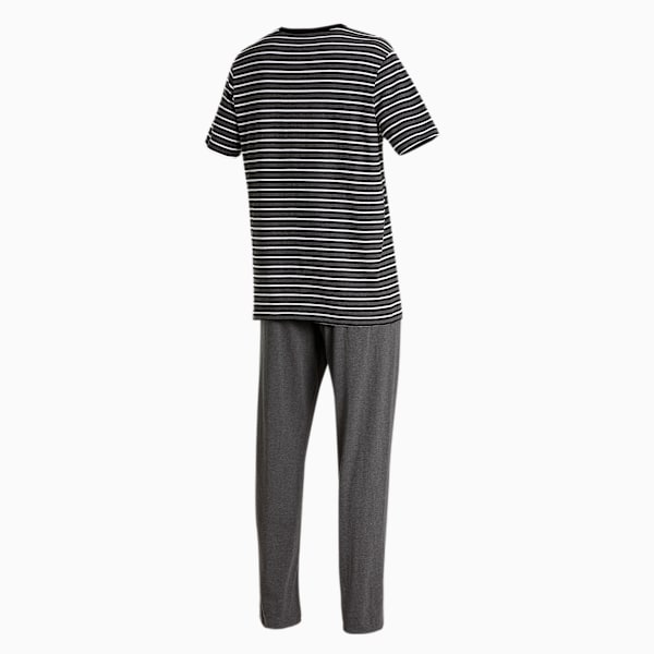 Men's Striped T-shirt Joggers Set, Dark Gray Heather-Dark Gray Heather, extralarge-IND