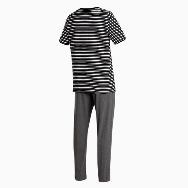 PUMA Men's Stripe T-Shirt & Joggers Set, Dark Gray Heather-Dark Gray Heather, extralarge-IND