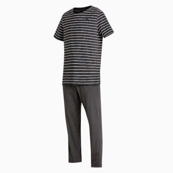 Men's Striped T-Shirt &amp; Joggers Set, Dark Gray Heather-Dark Gray Heather, extralarge-IND