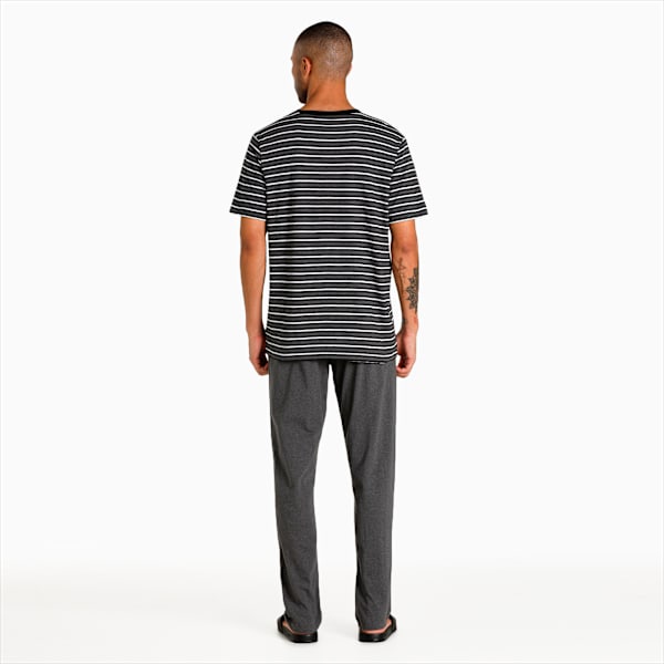 Men's Striped T-shirt Joggers Set, Dark Gray Heather-Dark Gray Heather, extralarge-IND