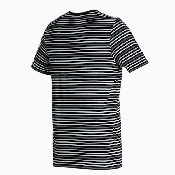 Men's Stripe T-Shirt & Shorts Set, Puma Black-CASTLEROCK, extralarge-IND