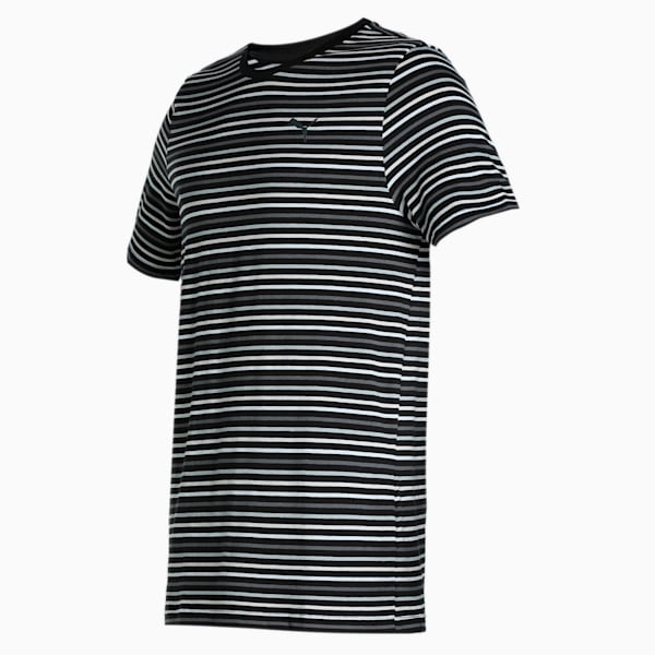 Men's Stripe T-Shirt & Shorts Set, Puma Black-CASTLEROCK, extralarge-IND