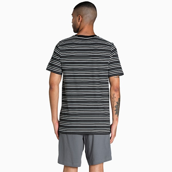 PUMA Men's Stripe T-Shirt & Shorts Set, Puma Black-CASTLEROCK, extralarge-IND