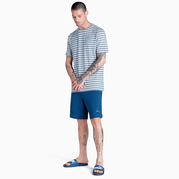 Men's Stripe T-Shirt & Shorts Set, Quarry-Dark Denim, extralarge-IND
