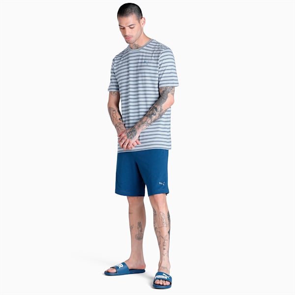 PUMA Men's Stripe T-Shirt & Shorts Set, Quarry-Dark Denim, extralarge-IND