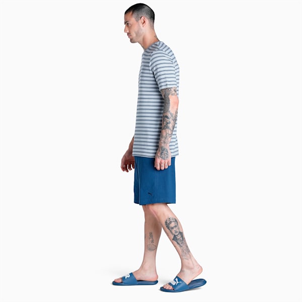Men's Stripe T-Shirt & Shorts Set, Quarry-Dark Denim, extralarge-IND