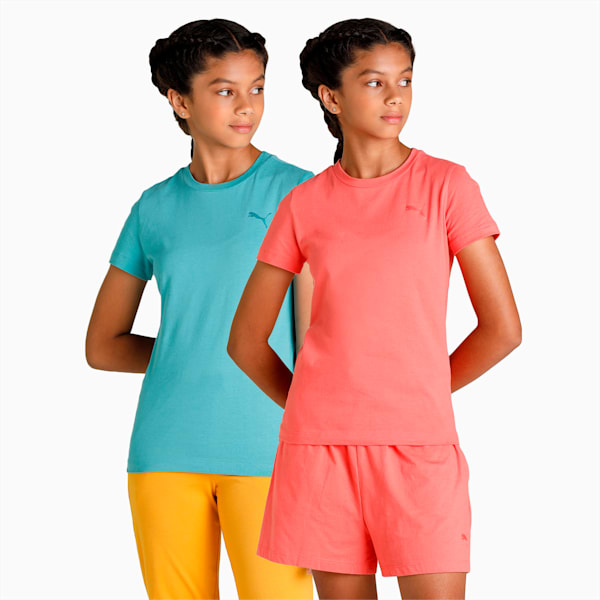 Girl's Regular Fit T-Shirts Pack of 2, Georgia Peach-Porcelain, extralarge-IND