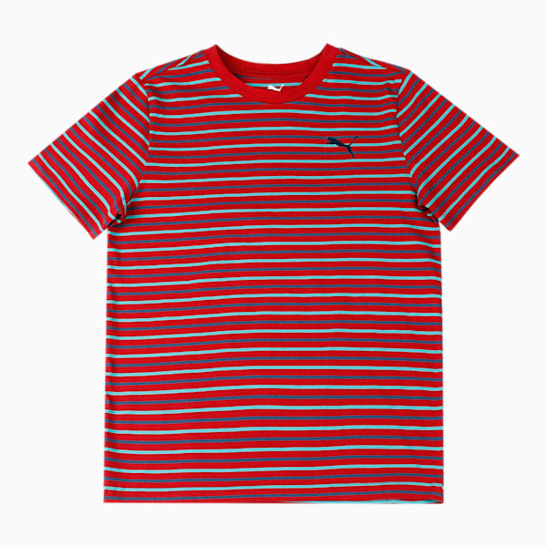 PUMA Stripe Youth Regular Fit T-Shirt & Joggers Set, Rhubarb-Dark Denim, extralarge-IND