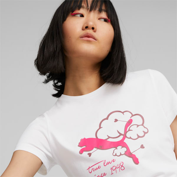 ウィメンズ グラフィック ハート 半袖 Tシャツ, PUMA White, extralarge-JPN