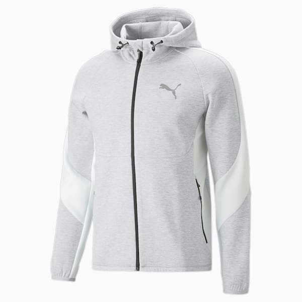 メンズ EVOSTRIPE フルジップ フーディー, Light Gray Heather