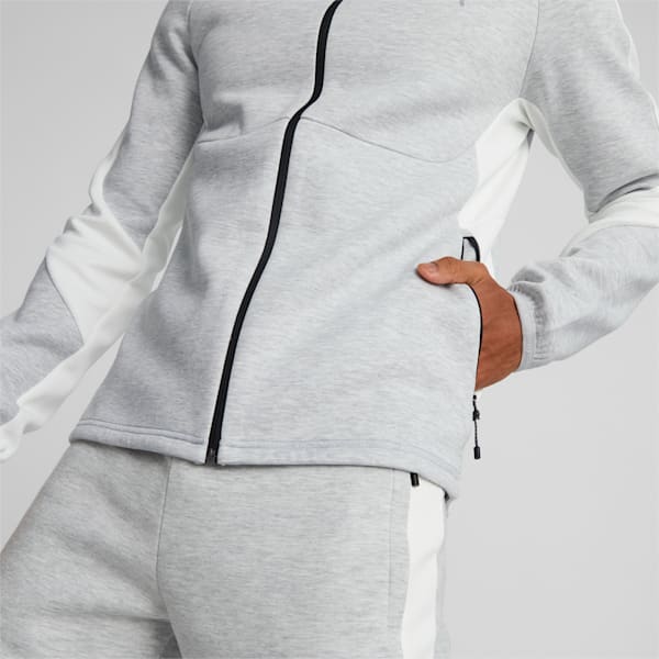 メンズ EVOSTRIPE フルジップ フーディー, Light Gray Heather