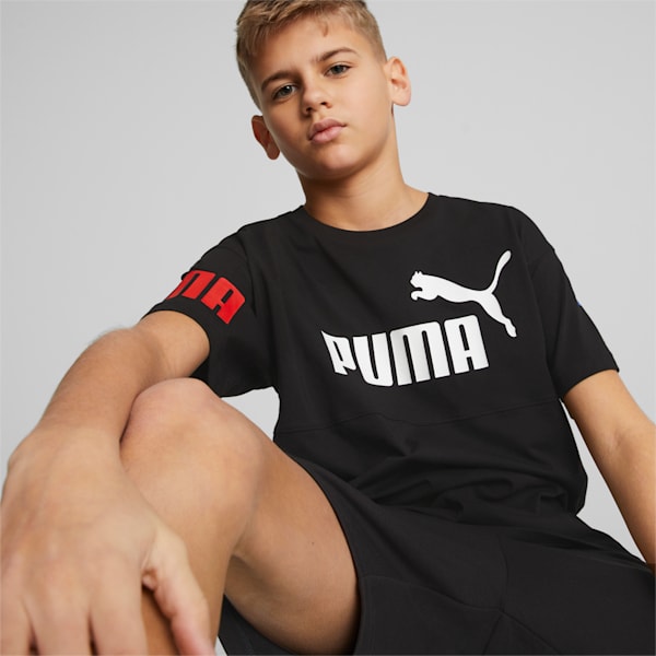 キッズ ボーイズ PUMA POWER 半袖 Tシャツ 120-160cm, PUMA Black-Warm Earth