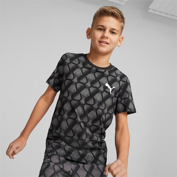 キッズ ボーイズ ACTIVE SPORTS AOP 半袖 Tシャツ 120-160cm, PUMA Black, extralarge-JPN