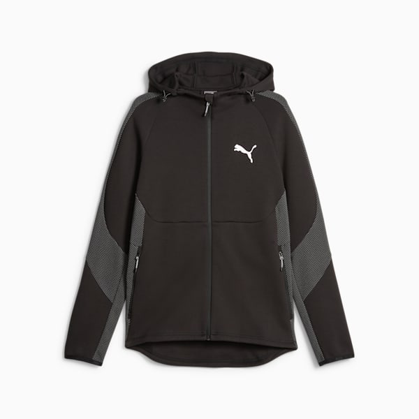 Sudadera con gorra y cierre completo EVOSTRIPE para hombre, PUMA Black, extralarge