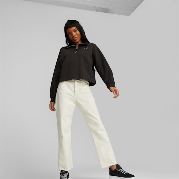 HER Women's High-Neck Half-Zip Sweatshirt, PUMA Black, extralarge-GBR