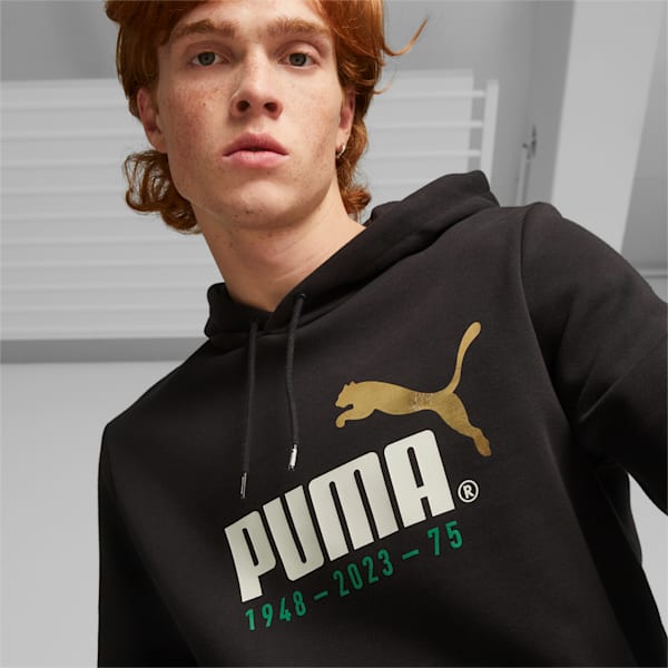 No.1 Logo PUMA 75th Year Anniversary Celebration Men's Hoodie, PUMA Black, extralarge