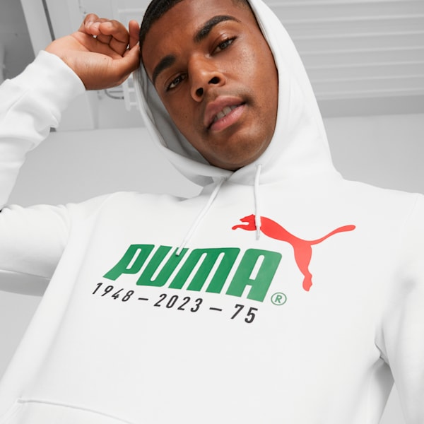 No.1 Logo PUMA 75th Year Anniversary Celebration Men's Hoodie, PUMA White, extralarge