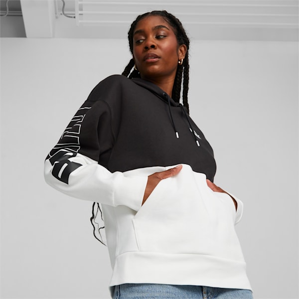 PUMA POWER Colourblock Women's Hoodie, PUMA Black, extralarge-IND