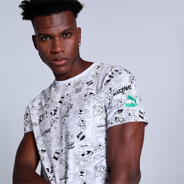 Super PUMA All Over Print Men's Slim Fit T-Shirt, PUMA White, extralarge-IND