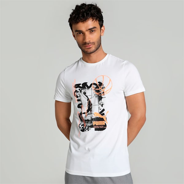 Men's Graphic Slim Fit T-Shirt, PUMA White, extralarge-IND