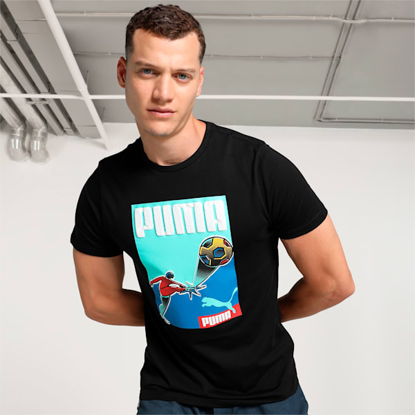 Men's Graphic Slim Fit T-shirt, PUMA Black, extralarge-IND