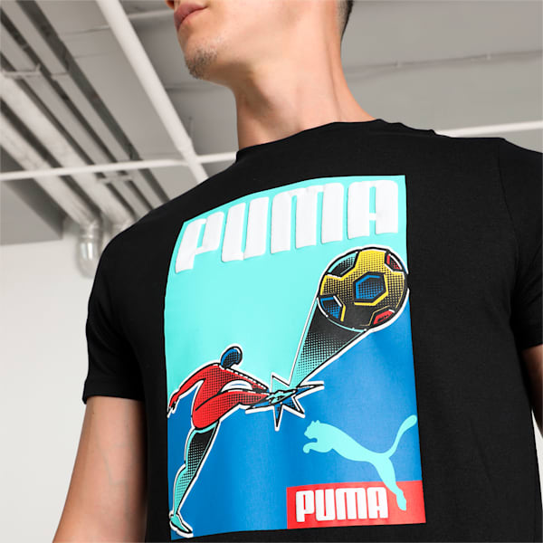 Men's Graphic Slim Fit T-shirt, PUMA Black, extralarge-IND