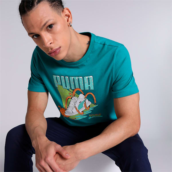 Graphic Men's Slim Fit T-Shirt, Green Lagoon, extralarge-IND
