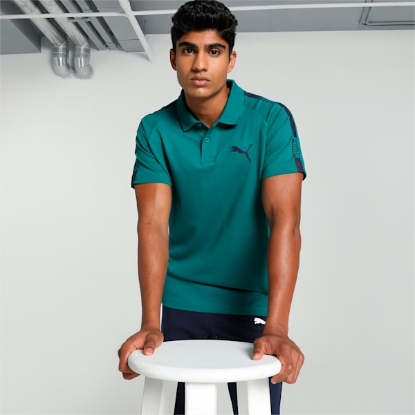 Men's Raglan Slim Fit T-Shirt, Green Lagoon-PUMA Navy, extralarge-IND